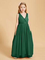 Abiti Damigella Junior In Tulle Top In Raso Fiocco Glamour Verde Scuro