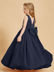 Abiti Damigella Junior In Tulle Top In Raso Fiocco Glamour Blu Scuro