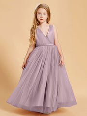 Abiti Damigella Junior In Tulle Top In Raso Fiocco Glamour Crepuscolo