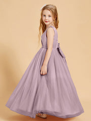 Abiti Damigella Junior In Tulle Top In Raso Fiocco Glamour Crepuscolo
