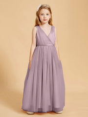 Abiti Damigella Junior In Tulle Top In Raso Fiocco Glamour Crepuscolo