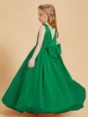 Abiti Damigella Junior In Tulle Top In Raso Fiocco Glamour Smeraldo