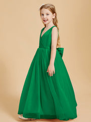 Abiti Damigella Junior In Tulle Top In Raso Fiocco Glamour Smeraldo