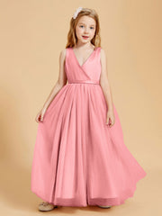 Abiti Damigella Junior In Tulle Top In Raso Fiocco Glamour Fenicottero