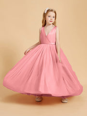 Abiti Damigella Junior In Tulle Top In Raso Fiocco Glamour Fenicottero