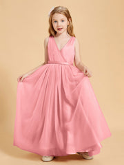 Abiti Damigella Junior In Tulle Top In Raso Fiocco Glamour Fenicottero