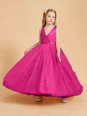 Abiti Damigella Junior In Tulle Top In Raso Fiocco Glamour Fucsia