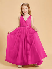Abiti Damigella Junior In Tulle Top In Raso Fiocco Glamour Fucsia
