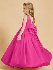 Abiti Damigella Junior In Tulle Top In Raso Fiocco Glamour Fucsia