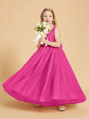 Abiti Damigella Junior In Tulle Top In Raso Fiocco Glamour Fucsia