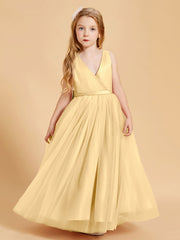 Abiti Damigella Junior In Tulle Top In Raso Fiocco Glamour Oro