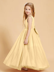 Abiti Damigella Junior In Tulle Top In Raso Fiocco Glamour Oro
