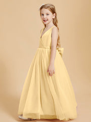 Abiti Damigella Junior In Tulle Top In Raso Fiocco Glamour Oro