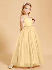Abiti Damigella Junior In Tulle Top In Raso Fiocco Glamour Oro