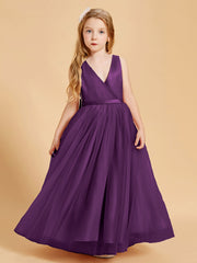 Abiti Damigella Junior In Tulle Top In Raso Fiocco Glamour Viola