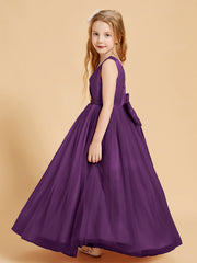 Abiti Damigella Junior In Tulle Top In Raso Fiocco Glamour Viola