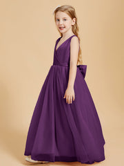 Abiti Damigella Junior In Tulle Top In Raso Fiocco Glamour Viola