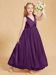 Abiti Damigella Junior In Tulle Top In Raso Fiocco Glamour Viola