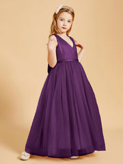 Abiti Damigella Junior In Tulle Top In Raso Fiocco Glamour Viola