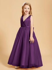 Abiti Damigella Junior In Tulle Top In Raso Fiocco Glamour Viola
