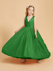 Abiti Damigella Junior In Tulle Top In Raso Fiocco Glamour Verde