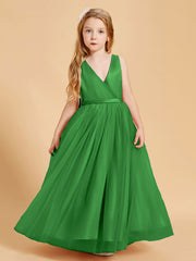 Abiti Damigella Junior In Tulle Top In Raso Fiocco Glamour Verde