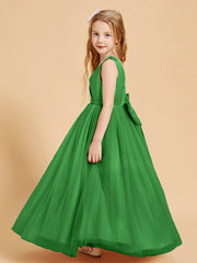 Abiti Damigella Junior In Tulle Top In Raso Fiocco Glamour Verde