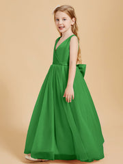 Abiti Damigella Junior In Tulle Top In Raso Fiocco Glamour Verde