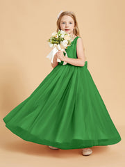 Abiti Damigella Junior In Tulle Top In Raso Fiocco Glamour Verde
