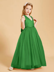 Abiti Damigella Junior In Tulle Top In Raso Fiocco Glamour Verde