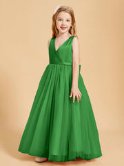 Abiti Damigella Junior In Tulle Top In Raso Fiocco Glamour Verde