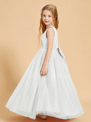 Abiti Damigella Junior In Tulle Top In Raso Fiocco Glamour Avorio
