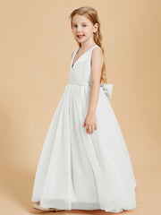 Abiti Damigella Junior In Tulle Top In Raso Fiocco Glamour Avorio