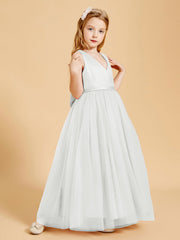 Abiti Damigella Junior In Tulle Top In Raso Fiocco Glamour Avorio