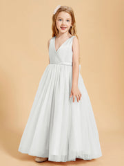 Abiti Damigella Junior In Tulle Top In Raso Fiocco Glamour Avorio