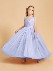 Abiti Damigella Junior In Tulle Top In Raso Fiocco Glamour Lavanda