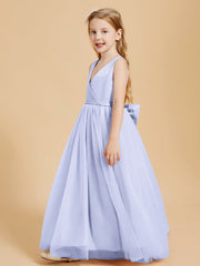 Abiti Damigella Junior In Tulle Top In Raso Fiocco Glamour Lavanda