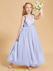 Abiti Damigella Junior In Tulle Top In Raso Fiocco Glamour Lavanda