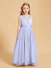Abiti Damigella Junior In Tulle Top In Raso Fiocco Glamour Lavanda