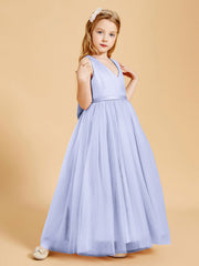 Abiti Damigella Junior In Tulle Top In Raso Fiocco Glamour Lavanda