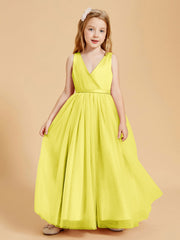 Abiti Damigella Junior In Tulle Top In Raso Fiocco Glamour Limone
