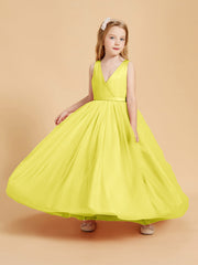 Abiti Damigella Junior In Tulle Top In Raso Fiocco Glamour Limone