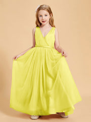 Abiti Damigella Junior In Tulle Top In Raso Fiocco Glamour Limone
