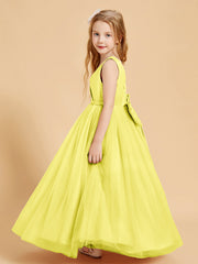 Abiti Damigella Junior In Tulle Top In Raso Fiocco Glamour Limone