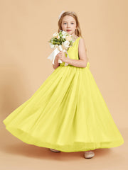 Abiti Damigella Junior In Tulle Top In Raso Fiocco Glamour Limone