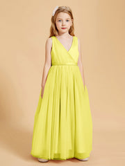 Abiti Damigella Junior In Tulle Top In Raso Fiocco Glamour Limone