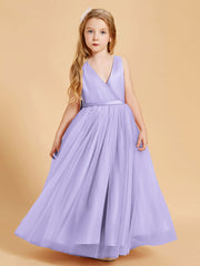 Abiti Damigella Junior In Tulle Top In Raso Fiocco Glamour Lilla