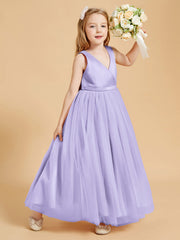 Abiti Damigella Junior In Tulle Top In Raso Fiocco Glamour Lilla