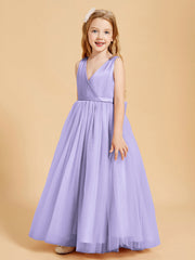 Abiti Damigella Junior In Tulle Top In Raso Fiocco Glamour Lilla