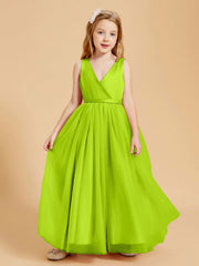 Abiti Damigella Junior In Tulle Top In Raso Fiocco Glamour Verde Lime